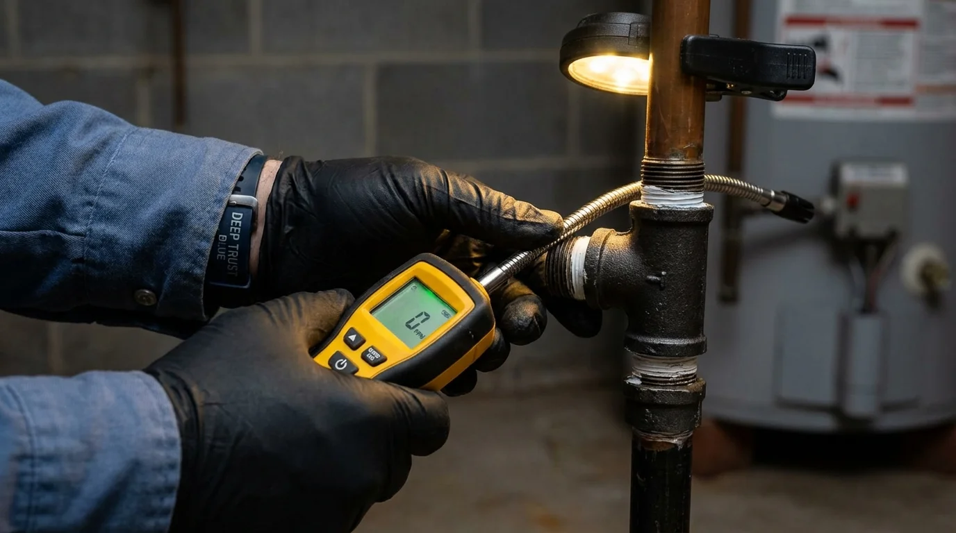 Gas leak detection with electronic sniffer by Johns Plumbing LLC in Arvada
